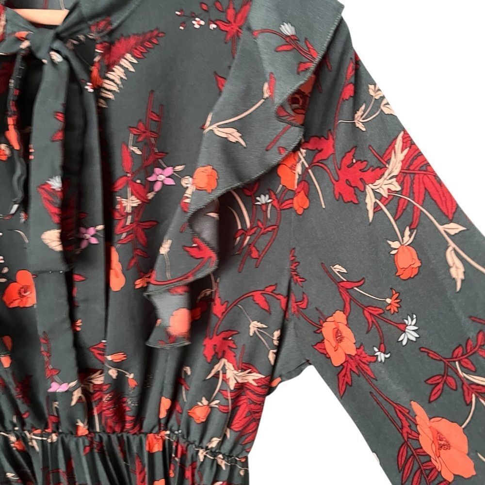 Shein Cottagecore Vibe Floral Long Sleeve Dress in Forest Green in Size Large - Picture 12 of 12